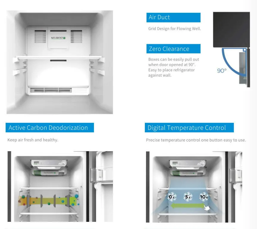 4.5cuft/ 127L White Gray Mini Double Door Refrigerator/ Fridge