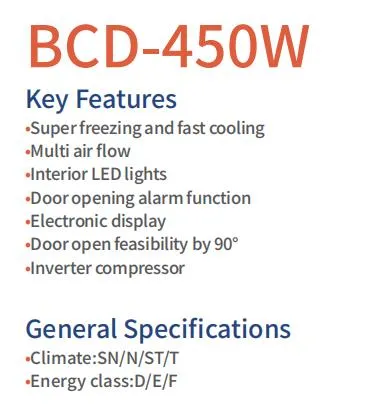 Bcd-450W Multi-Door Fridge Inverter Compressor Frost Free Cross Door Four Door Refrigerator Easy Cleaning