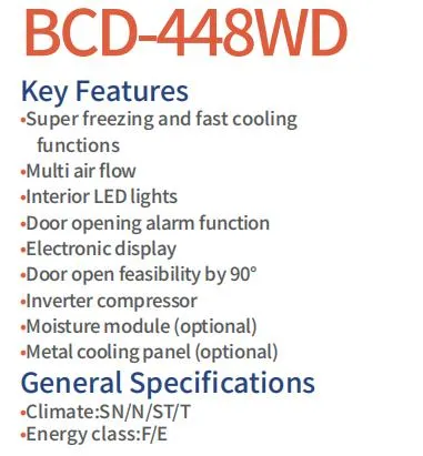 Bcd-448W Multi-Door Fridge Inverter Compressor Frost Free Cross Door Four Door Refrigerator for Home