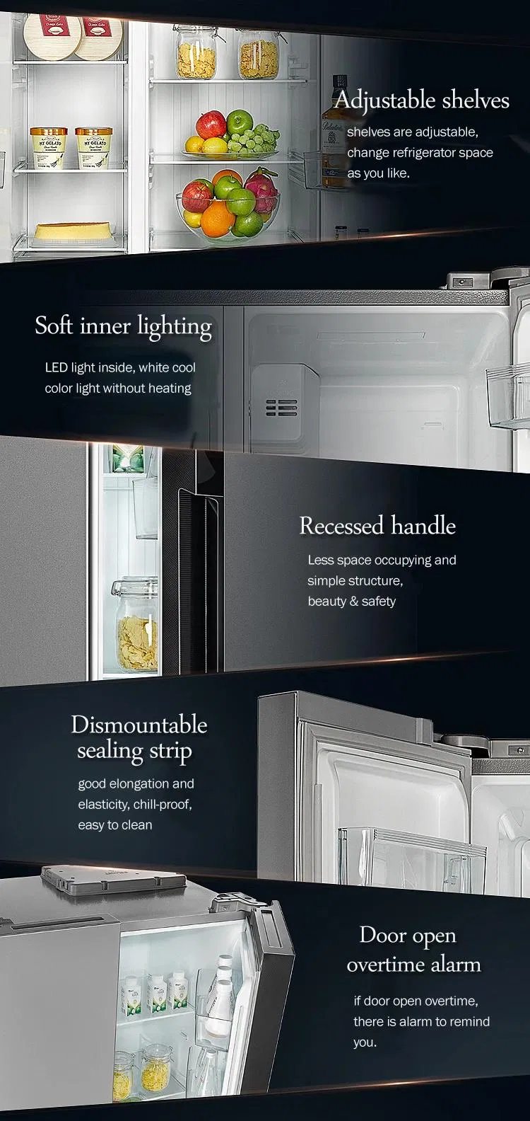 Bcd-485W Multi-Door Fridge Inverter Compressor Frost Free Cross Door Four Door Refrigerator Keep Food Fresh