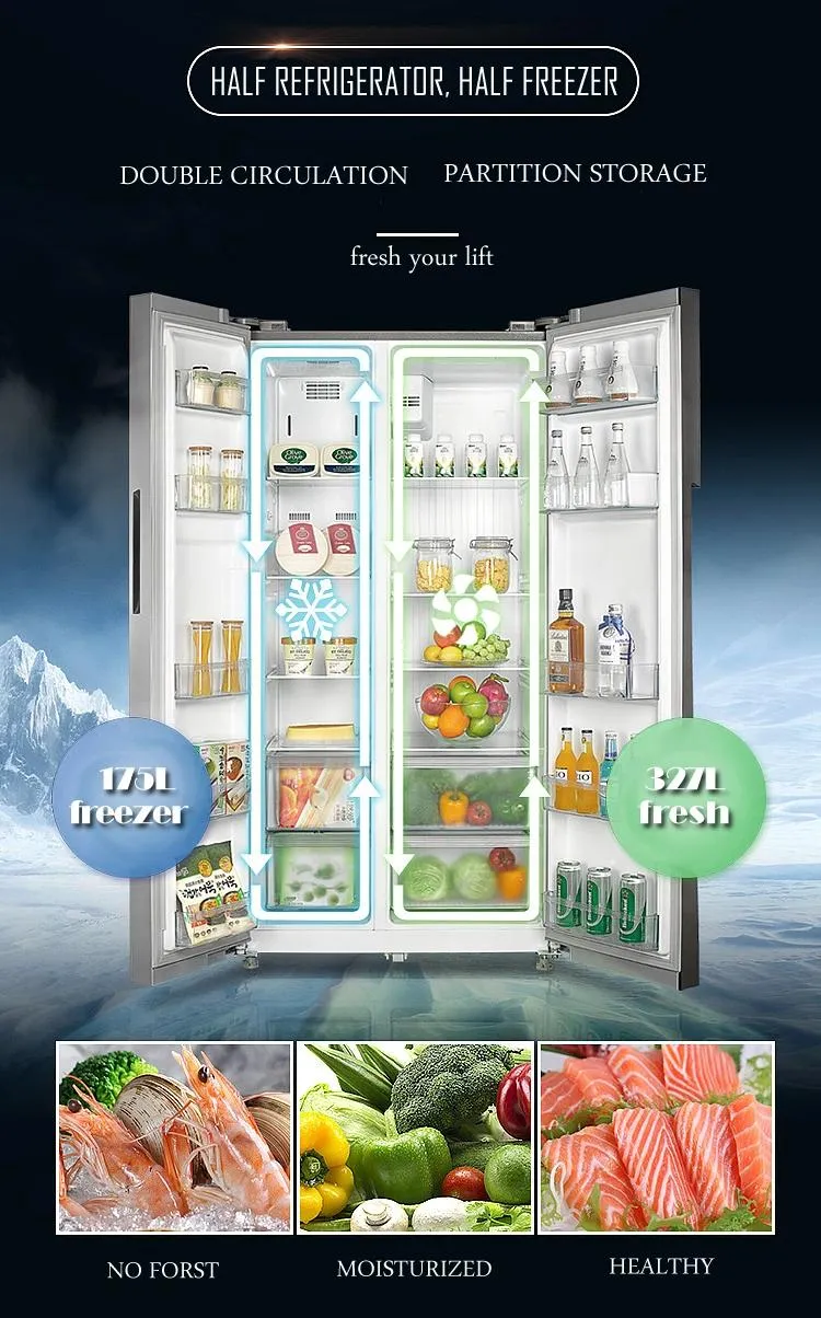 Bcd-458W Multi-Door Fridge Inverter Compressor Frost Free Cross Door Refrigerator New Style