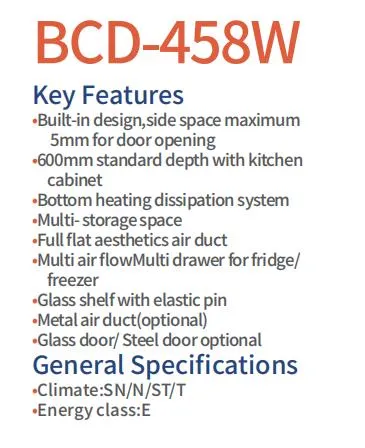 Bcd-458W Multi-Door Fridge Inverter Compressor Frost Free Cross Door Refrigerator for Home