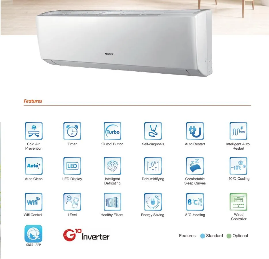 Gree Lomo Series Residential Electric Split Wall Mounted Air Conditioner 12000 BTU