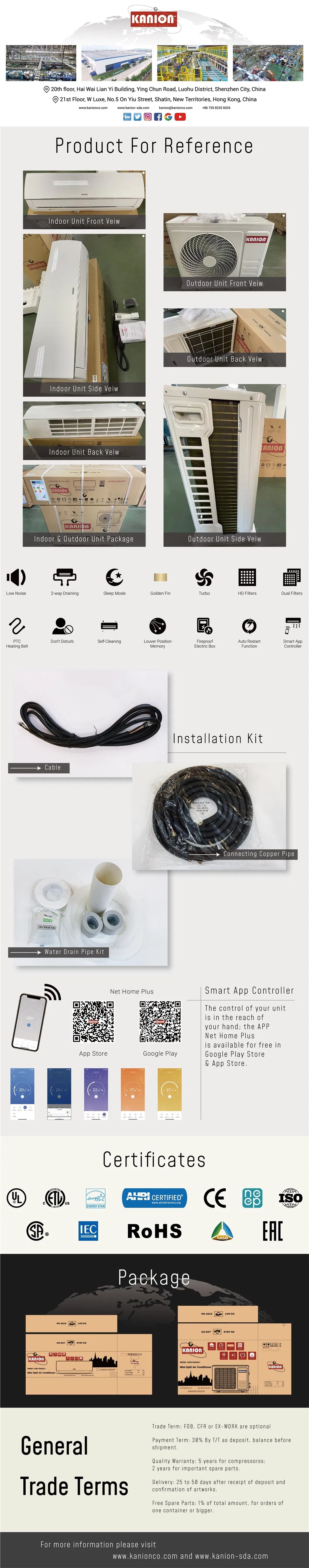 1 Ton T3 Cooling&Heating R410A Non-Inverter Wall Split Type Air Conditioners