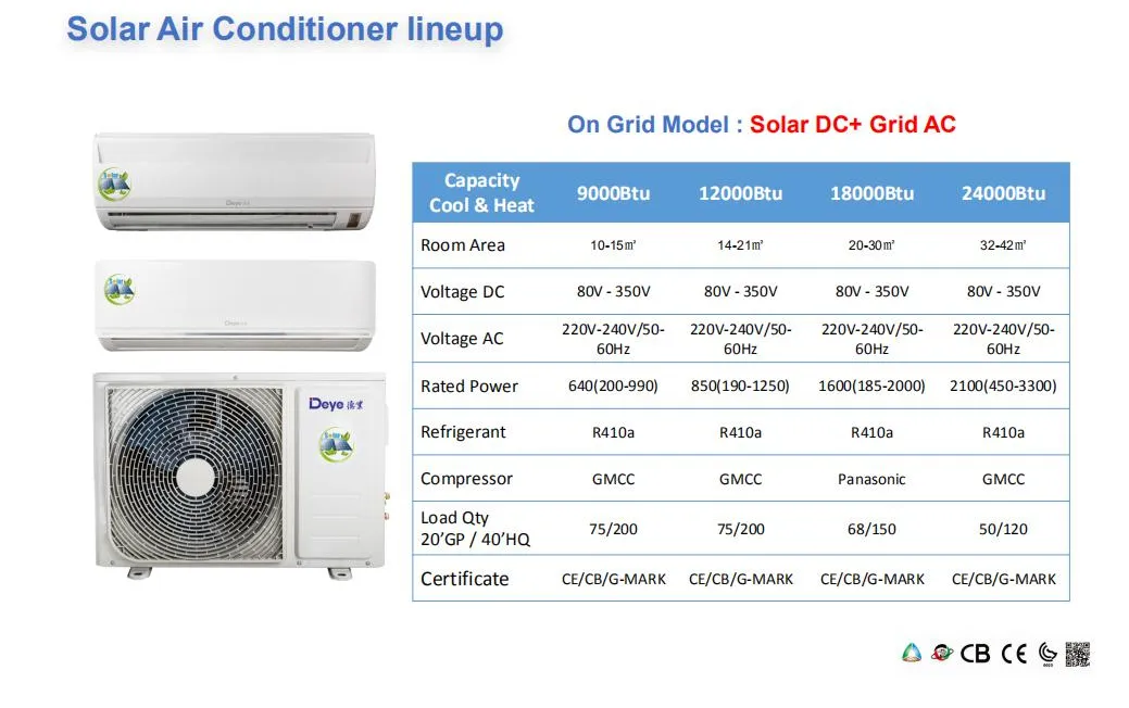 12000BTU AC/DC Hybrid Solar Air Conditioner Work with PV Solar Panel 9000BTU/18000BTU/36000BTU Available