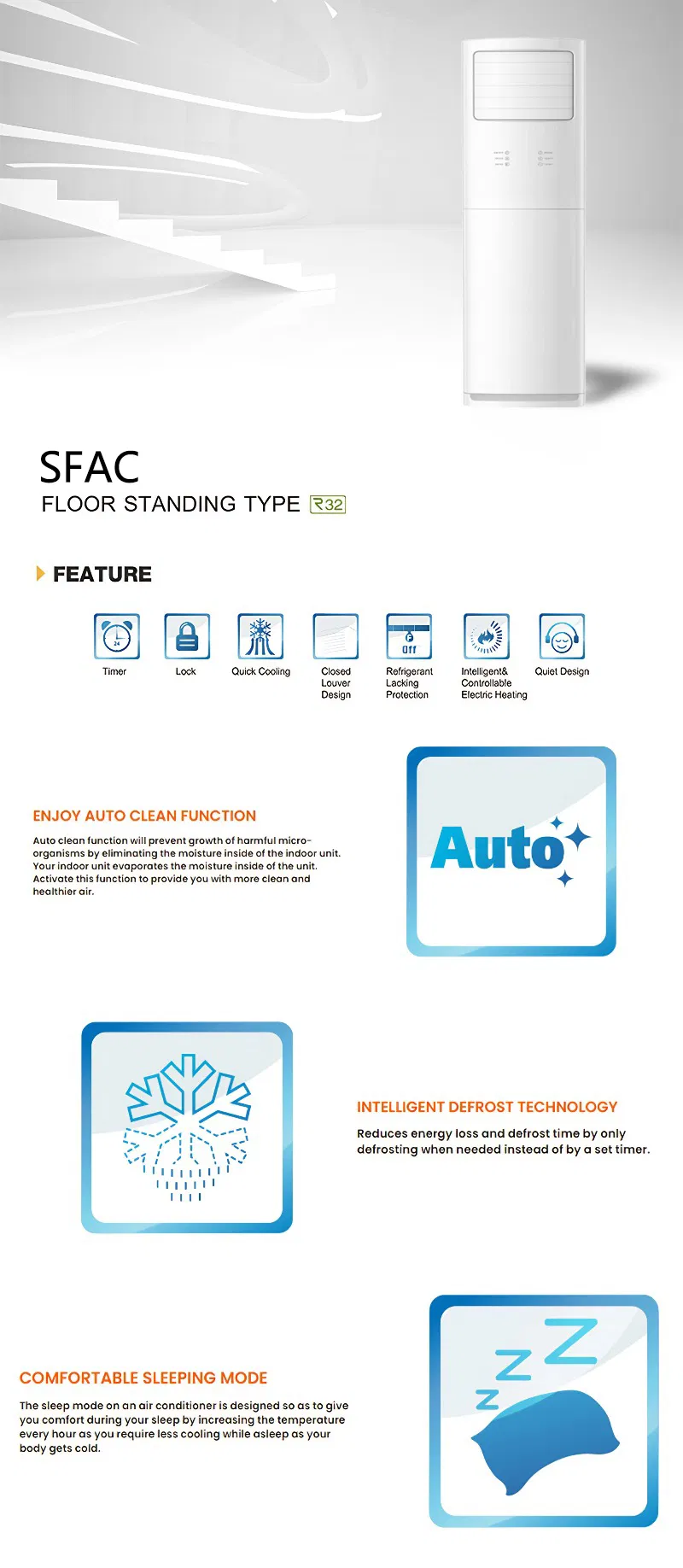 60000BTU Eenrgy Saving Lowery Consumption 5ton Cooling&Heating Floor Standing Tower Type Air Conditioners with Multi Function for Southeast Asia Market