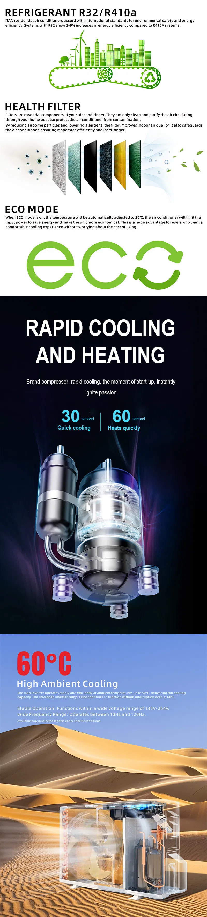 60000BTU Eenrgy Saving Lowery Consumption 5ton Cooling&Heating Floor Standing Tower Type Air Conditioners with Multi Function for Southeast Asia Market