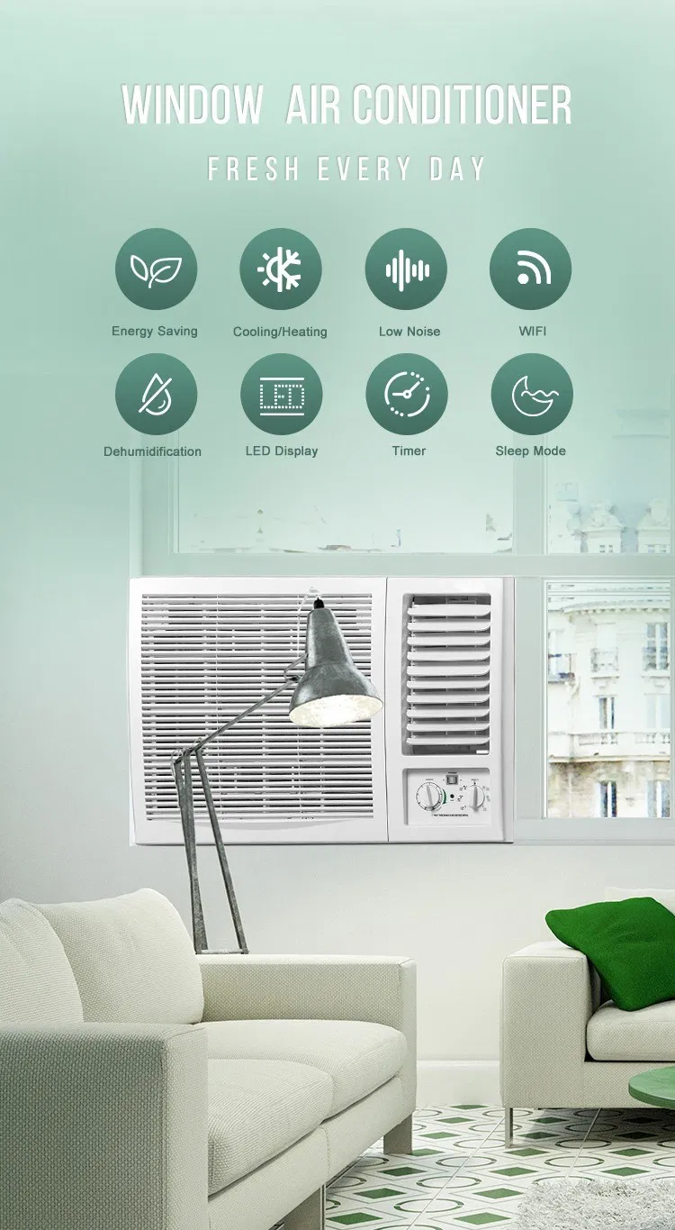 9000BTU 110V 60Hz R410A Refrigerant Energy Saver Window Mounted Type Non Inverter Air Conditioner with Dehumidification to Room