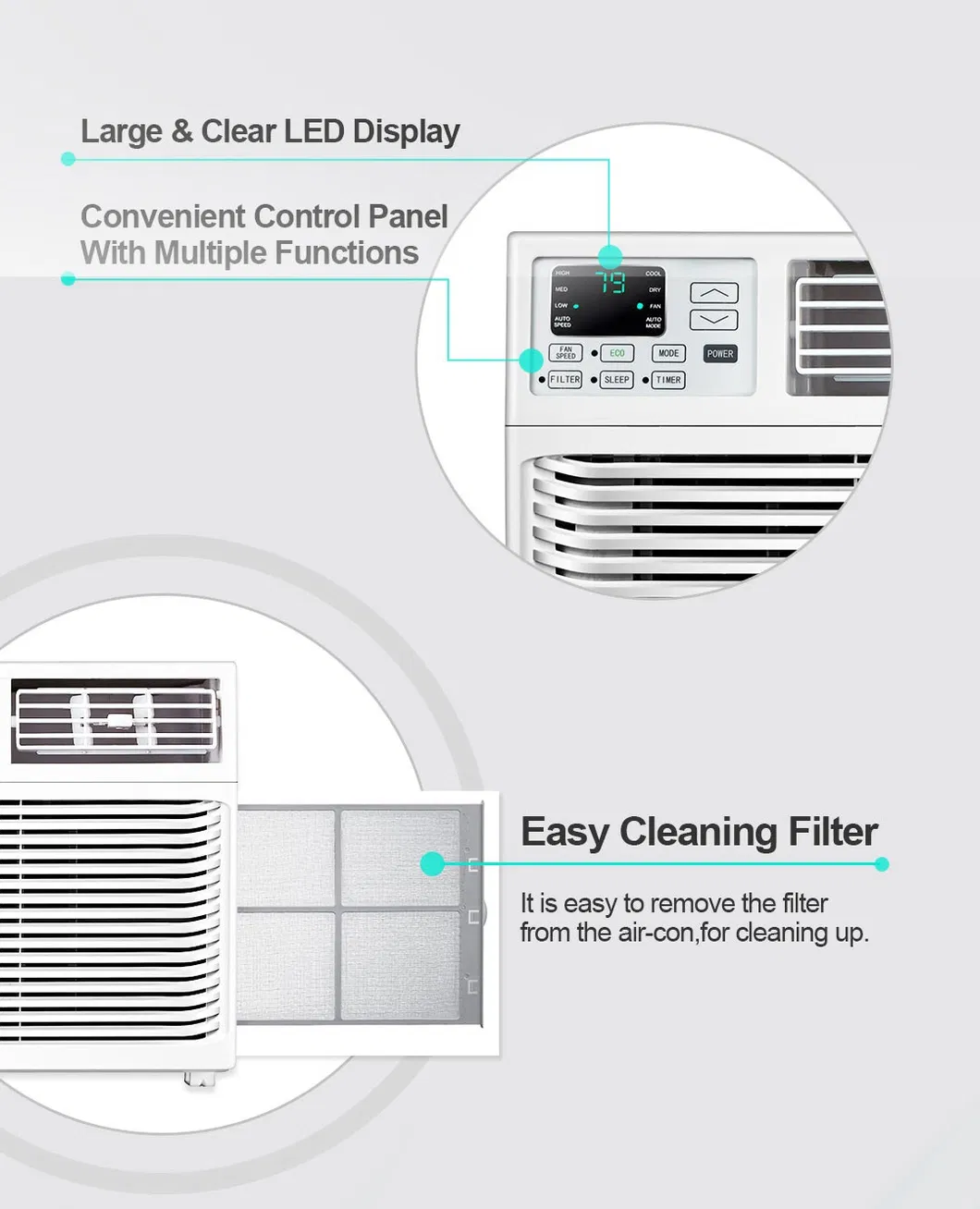 115V~220V 50Hz/60Hz Mechanical Window Mounted Type AC Air Conditioner
