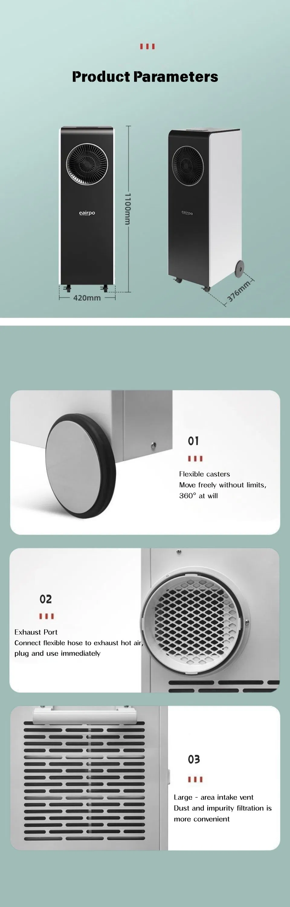 Air Conditioning Unit AC Compressor Cooler Mobile for Industrial Warehouse Workshopuse Commercial 12000 BTU Backup Vrf HVAC Portable Air Conditioner