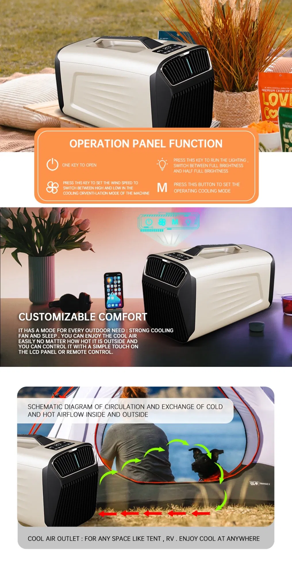 Small Portable Air Conditioner Trunk Car Pet Room 110-220 Volt Air Conditioner