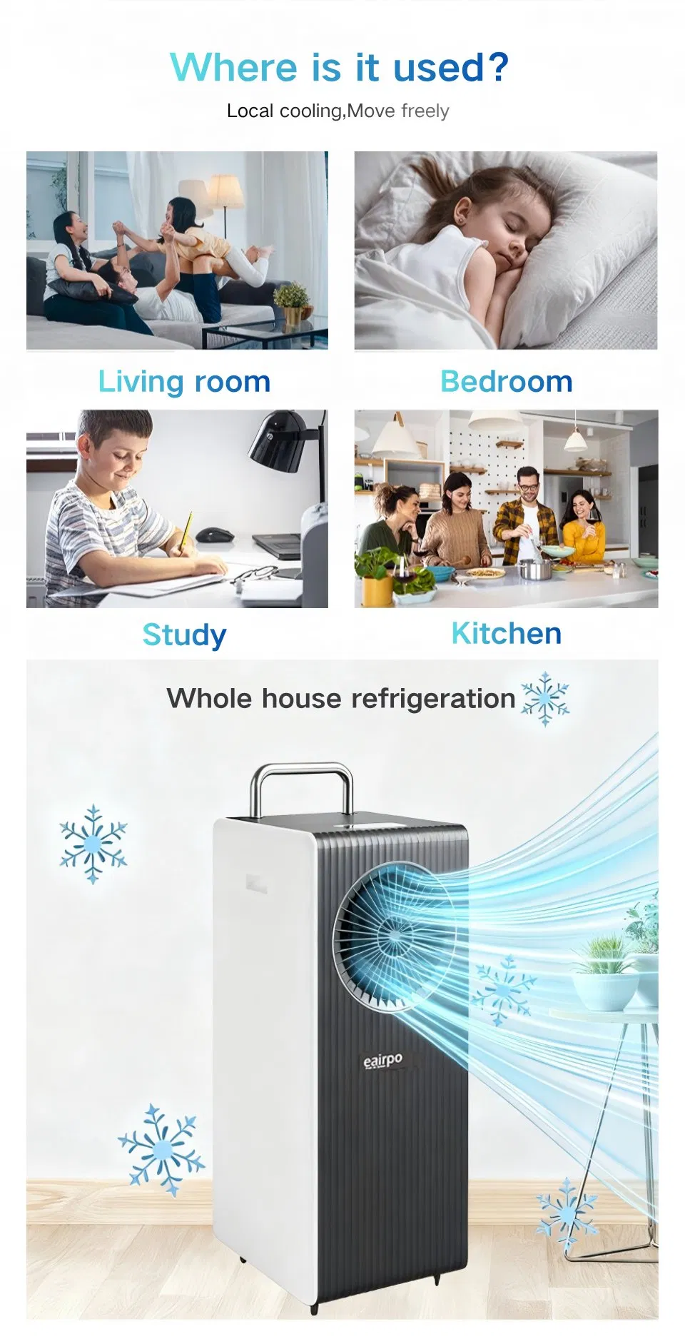 Energy-Saving Evaporative Home Portable Air Conditioner for Bedroom and Kitchen