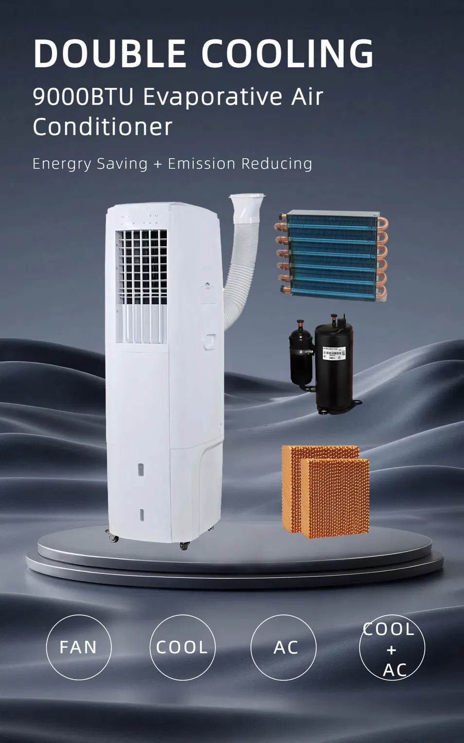 Commercial 9000BTU Standing AC Unit Portable Evaporative Air Conditioner for Household