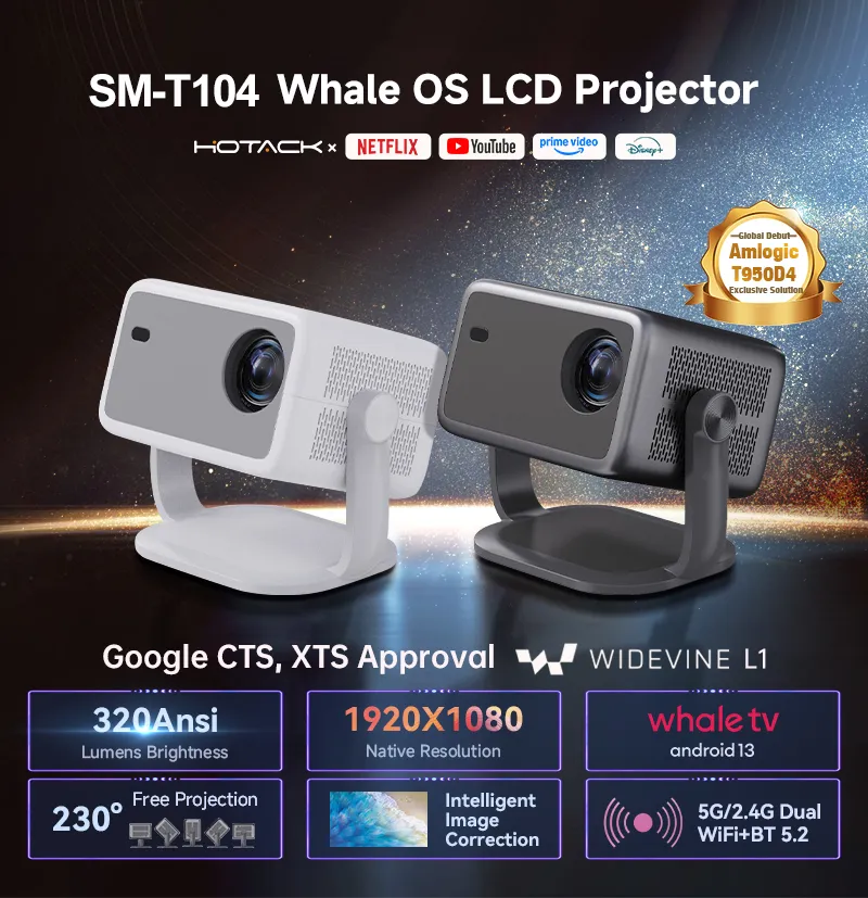 Hot-Selling Mini Projector 1080P 320ANSI WiFi Bt 1GB+8GB Auto Focus for Home Office Theater Cinema Smart TV Projectors