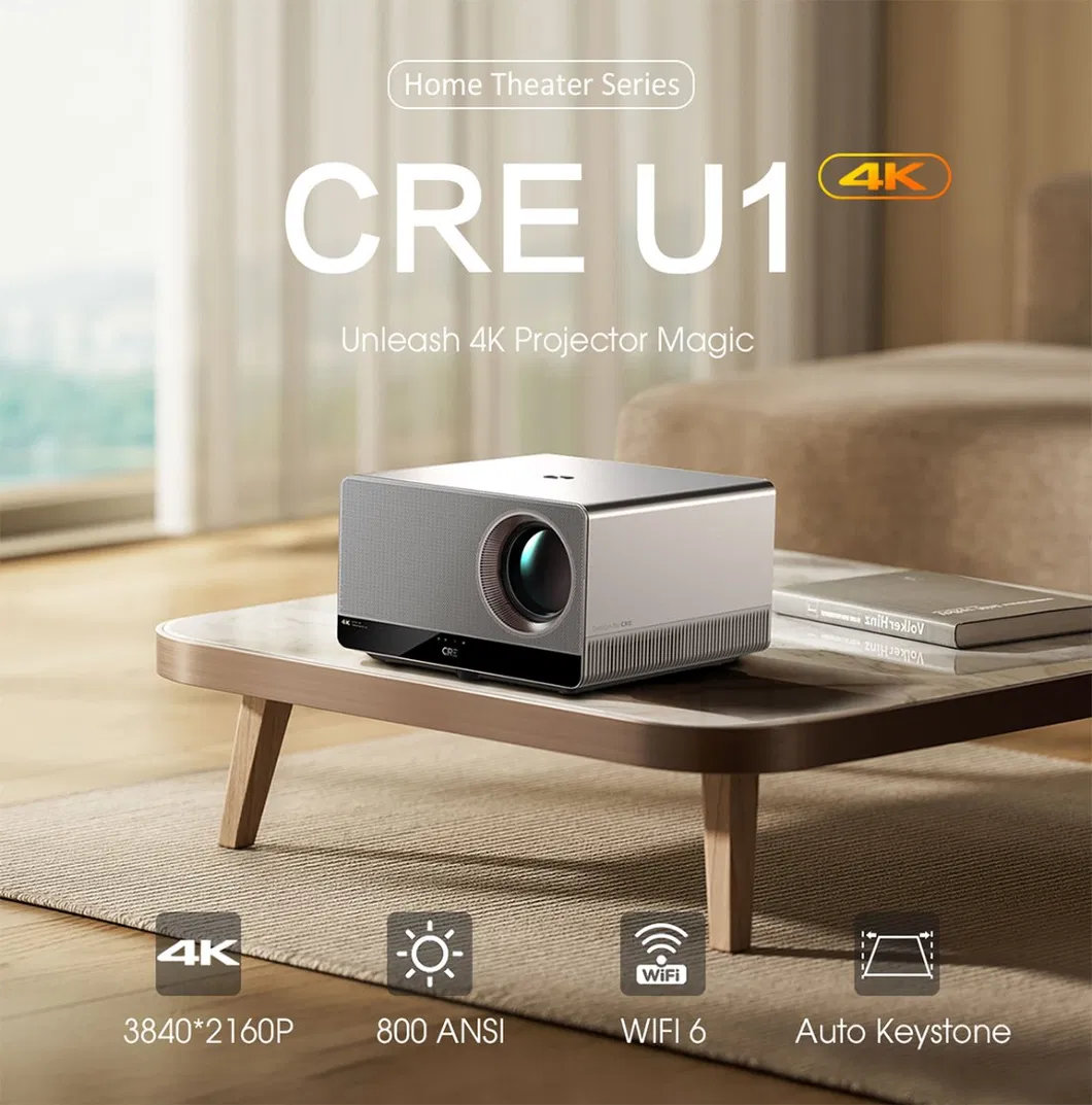 Cre U1 4K Home Cinema Projector LED LCD Video Outdoor Smart Projector