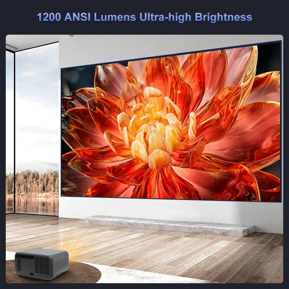 Hot Selling OEM Customize 1080P Projector 1200ANSI Auto Focus 30, 000hrs LED Life USB Bt 3*Speaker RJ45 WiFi 5g 2GB+64GB 4K Smart Android Projector