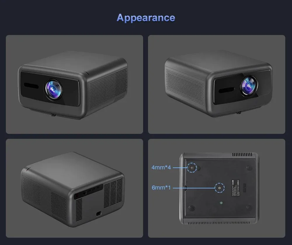 Hot Selling OEM Customize 1080P Projector 1200ANSI Auto Focus 30, 000hrs LED Life USB Bt 3*Speaker RJ45 WiFi 5g 2GB+64GB 4K Smart Android Projector