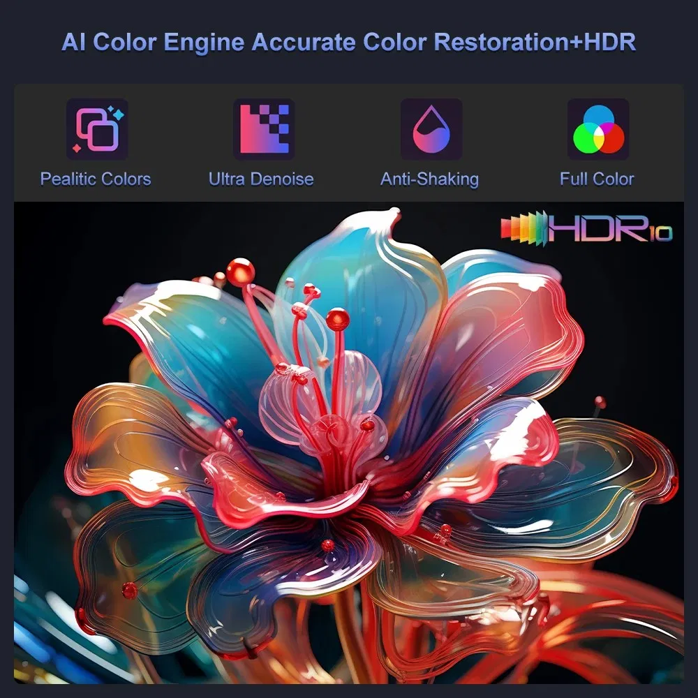 Hot Selling OEM Customize 1080P Projector 1200ANSI Auto Focus 30, 000hrs LED Life USB Bt 3*Speaker RJ45 WiFi 5g 2GB+64GB 4K Smart Android Projector