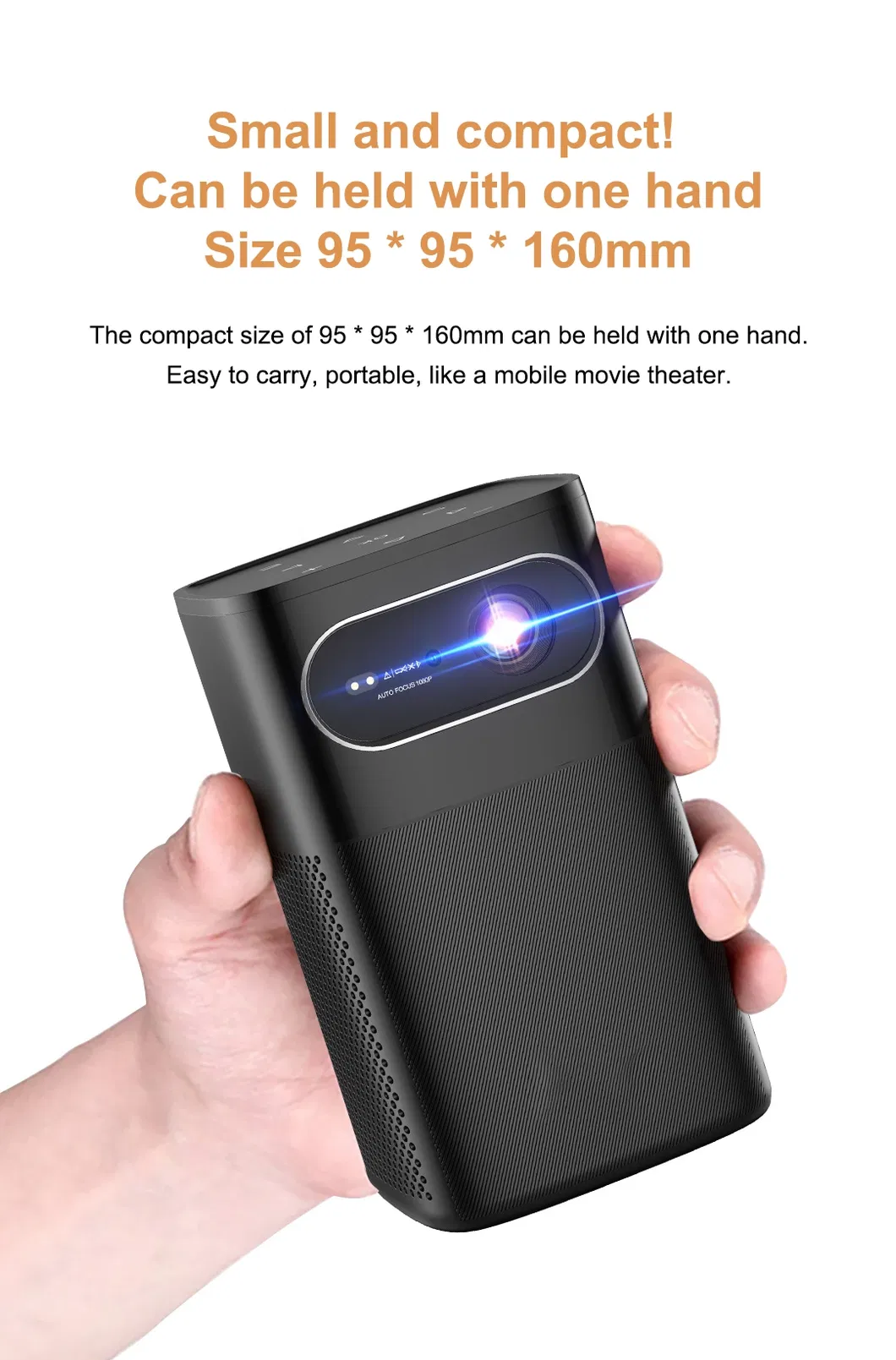 M1 DLP 1080P Outdoor 3D Portable Projector 300 ANSI Lumens for Camping