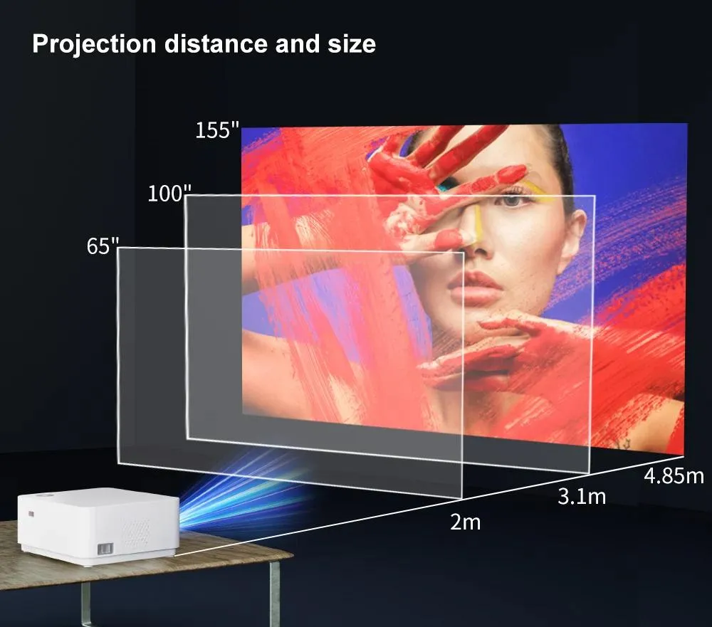 Mini Projector 500ANSI Android 12 1080P Bt WiFi Home/Office Gaming Bedroom Home Cinema 4K Support Smart Projectors 2+16g