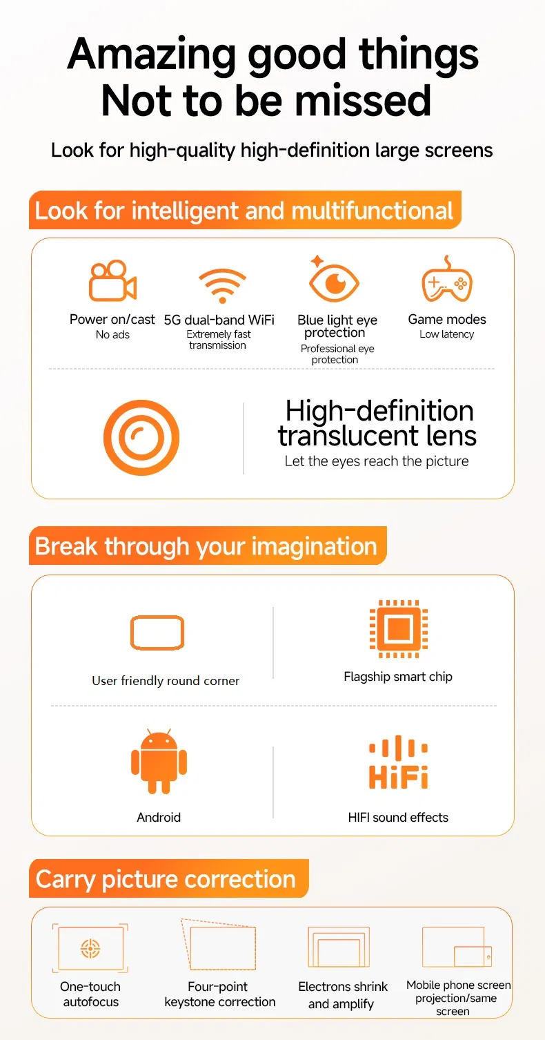 Ultra HD Smart Projector with Wireless Connectivity for Home Entertainment