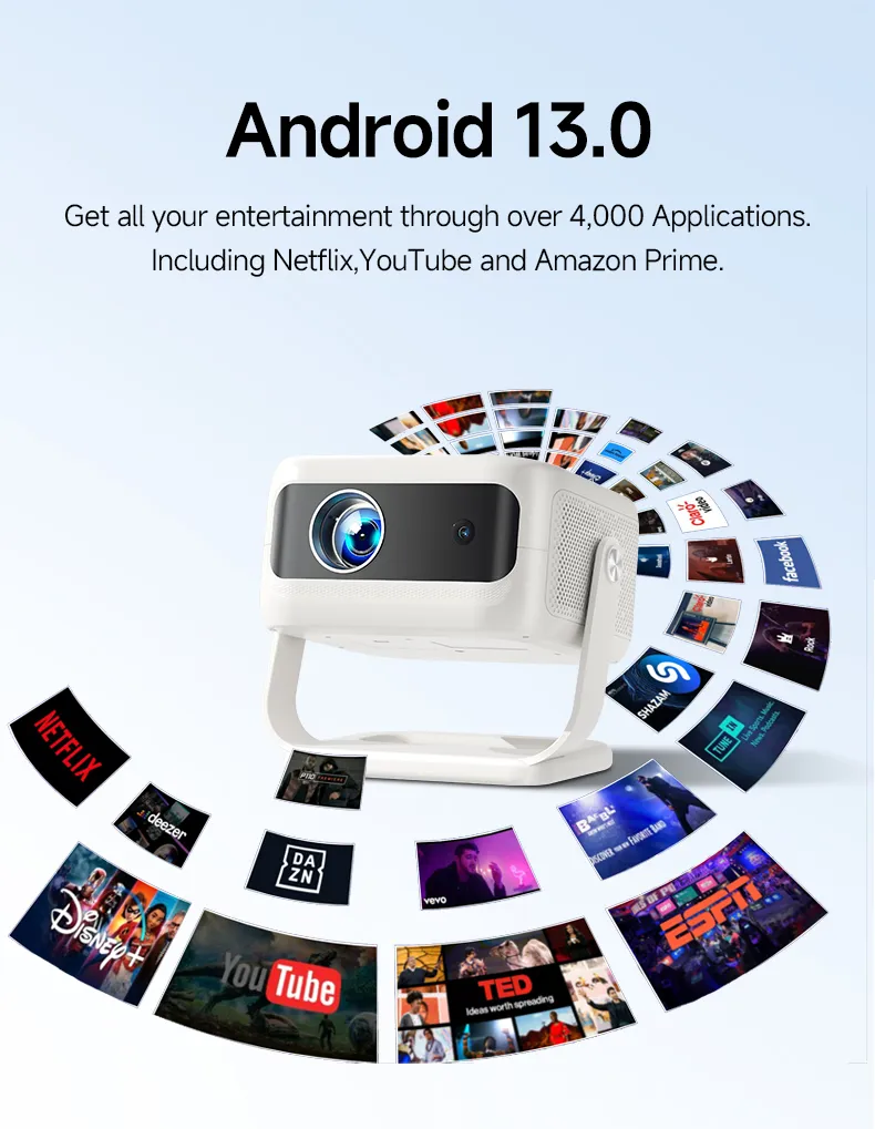 Ultra HD Smart Projector with Wireless Connectivity for Home Entertainment