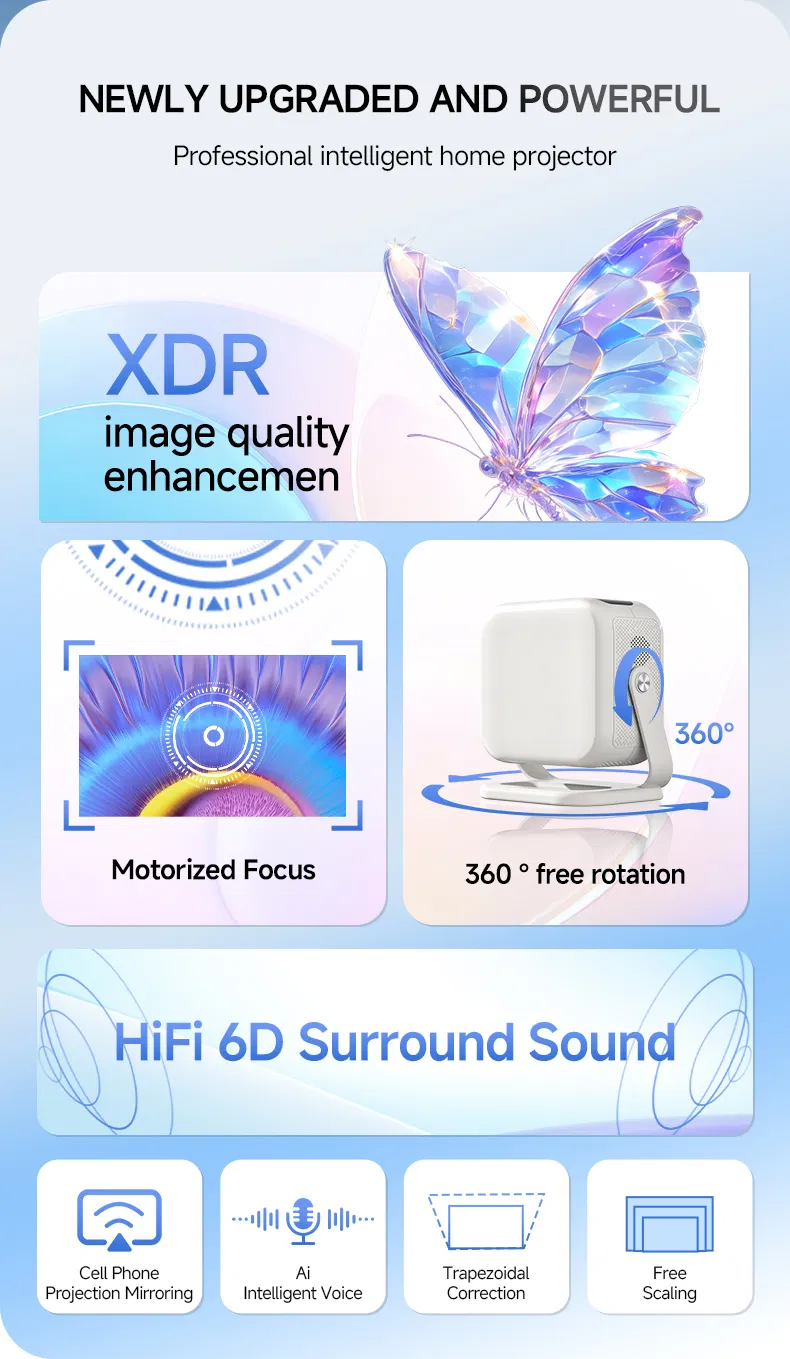 Ultra HD Smart Projector with Wireless Connectivity for Home Entertainment