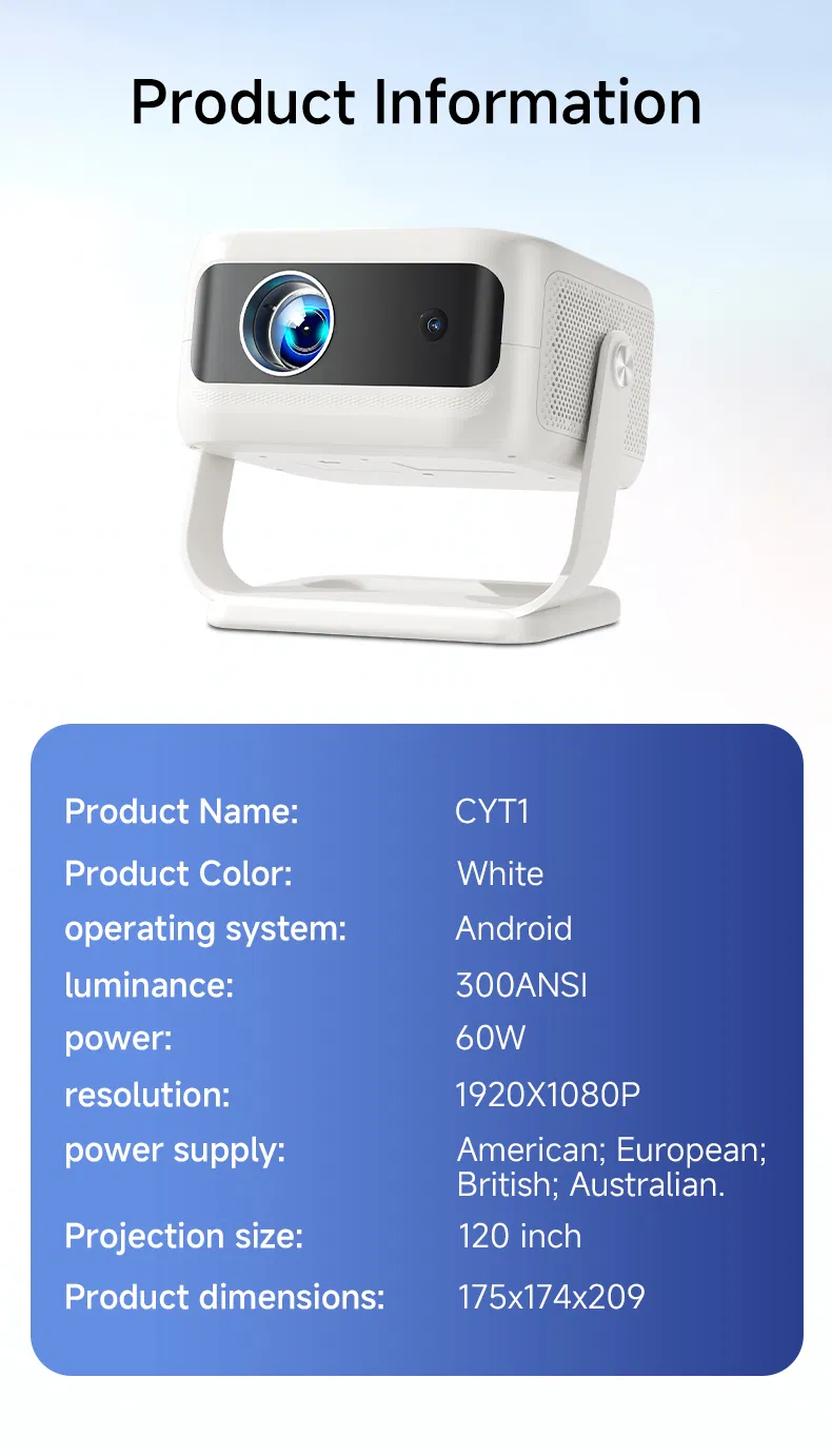 Ultra HD Smart Projector with Wireless Connectivity for Home Entertainment