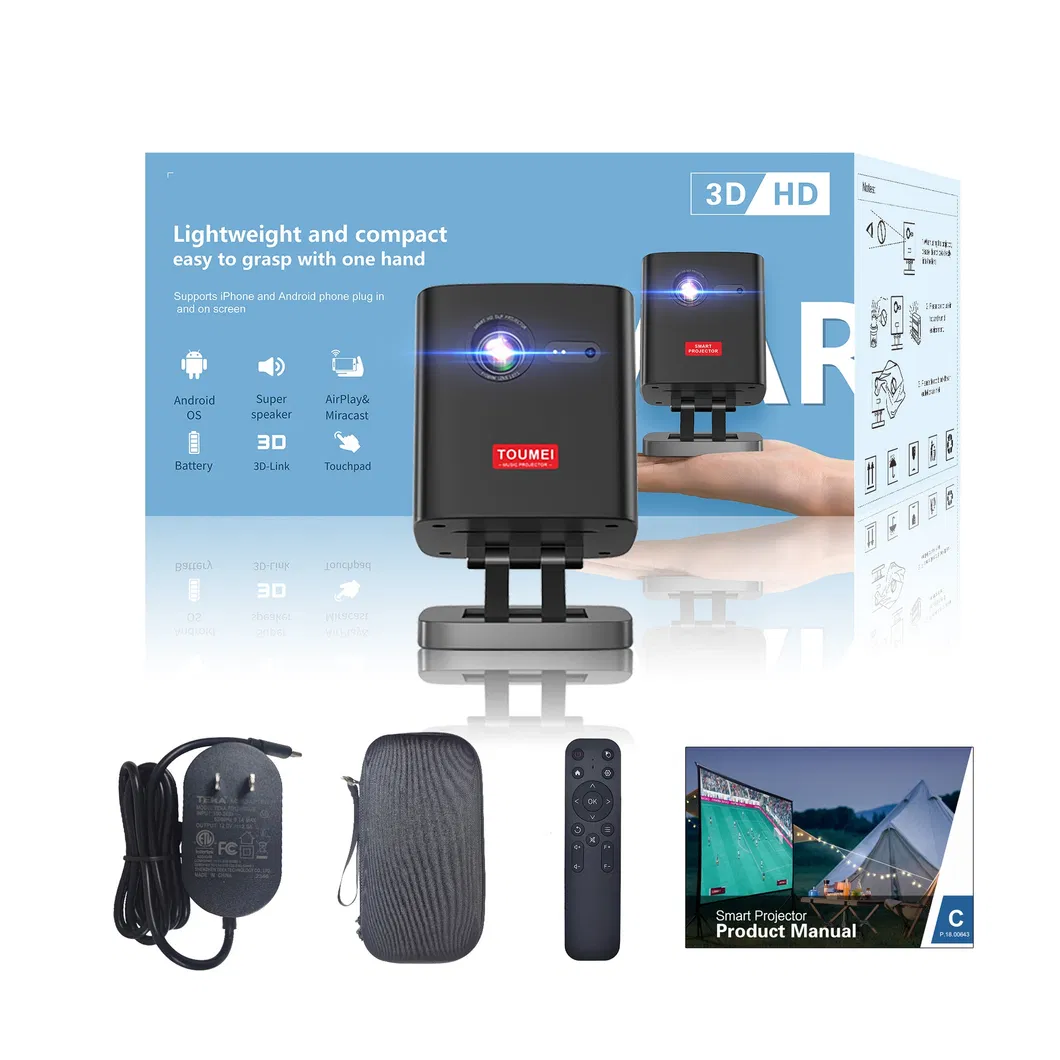 Camping Mini Projector HD 1080P with Battery Portable Home DLP Projector