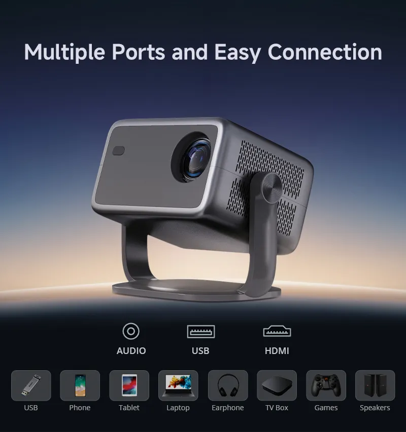 1080P Android Smart Projector with Auto Keystone Bt Dual-Band WiFi 320ANSI Lumens