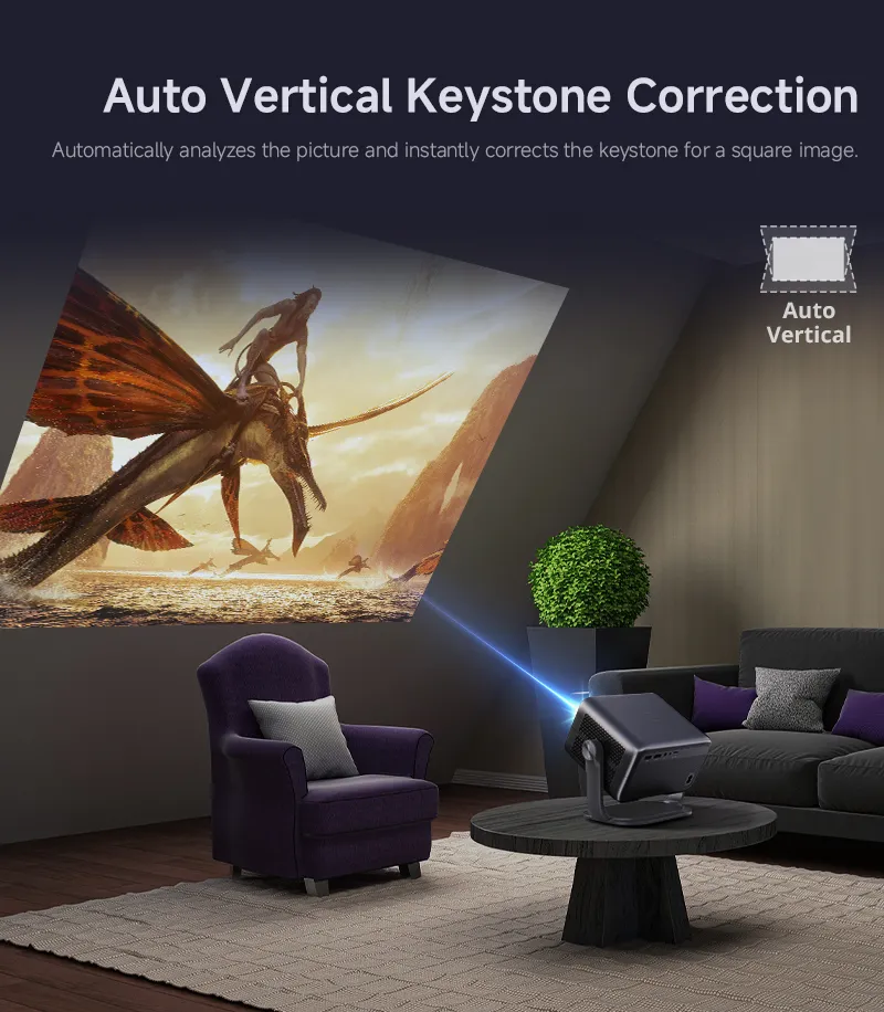 1080P Android Smart Projector with Auto Keystone Bt Dual-Band WiFi 320ANSI Lumens