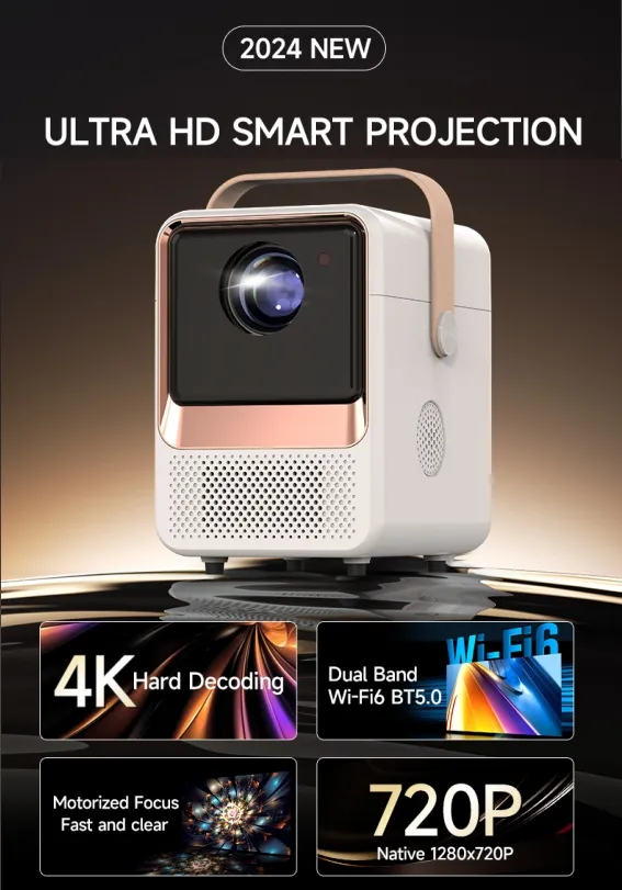 China Projector Plant Compact Android 11 Projector 720p with Leather Handle