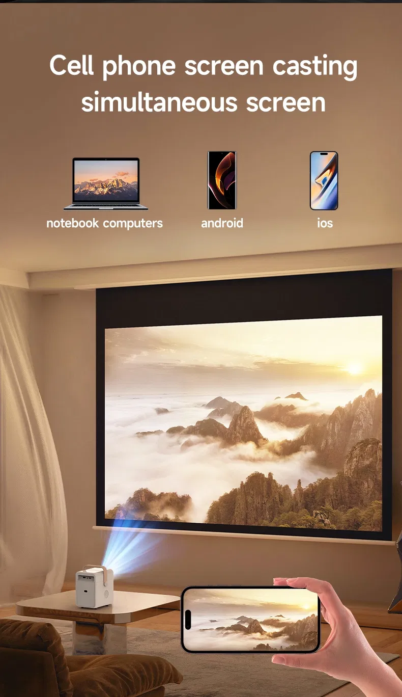 China Projector Plant Compact Android 11 Projector 720p with Leather Handle