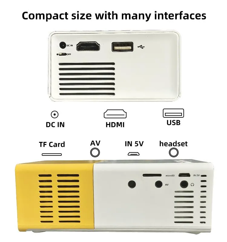 Yg300 Mini LED LCD Pocket Projector 1080 USB Multimedia