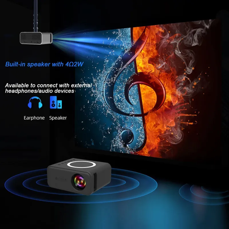 T300s 24ANSI LCD Projector Home Theater Mini Projector Support Wired / Wireless Sync Screen