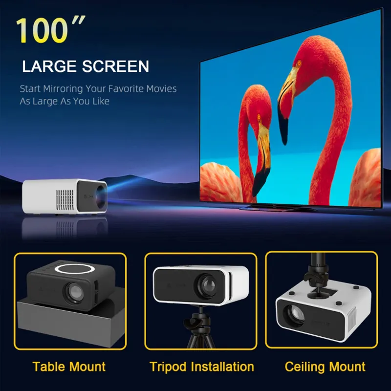 T300s 24ANSI LCD Projector Home Theater Mini Projector Support Wired / Wireless Sync Screen