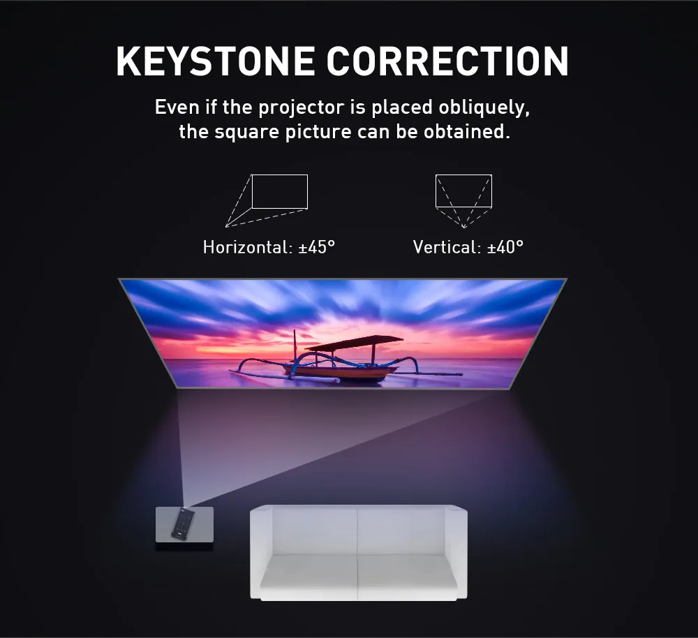 3D Mini Projector DLP HD-in 4K HD Decoding Touch Panel Keystone Correction