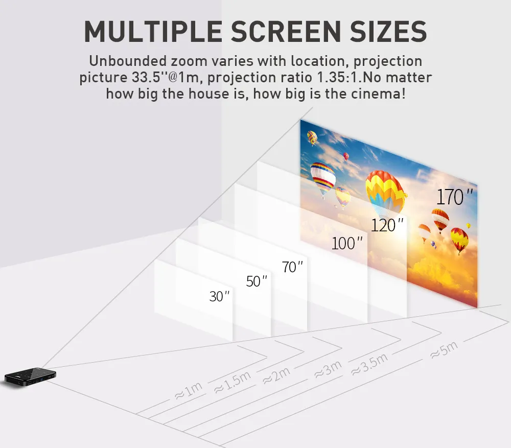 3D Mini Projector DLP HD-in 4K HD Decoding Touch Panel Keystone Correction