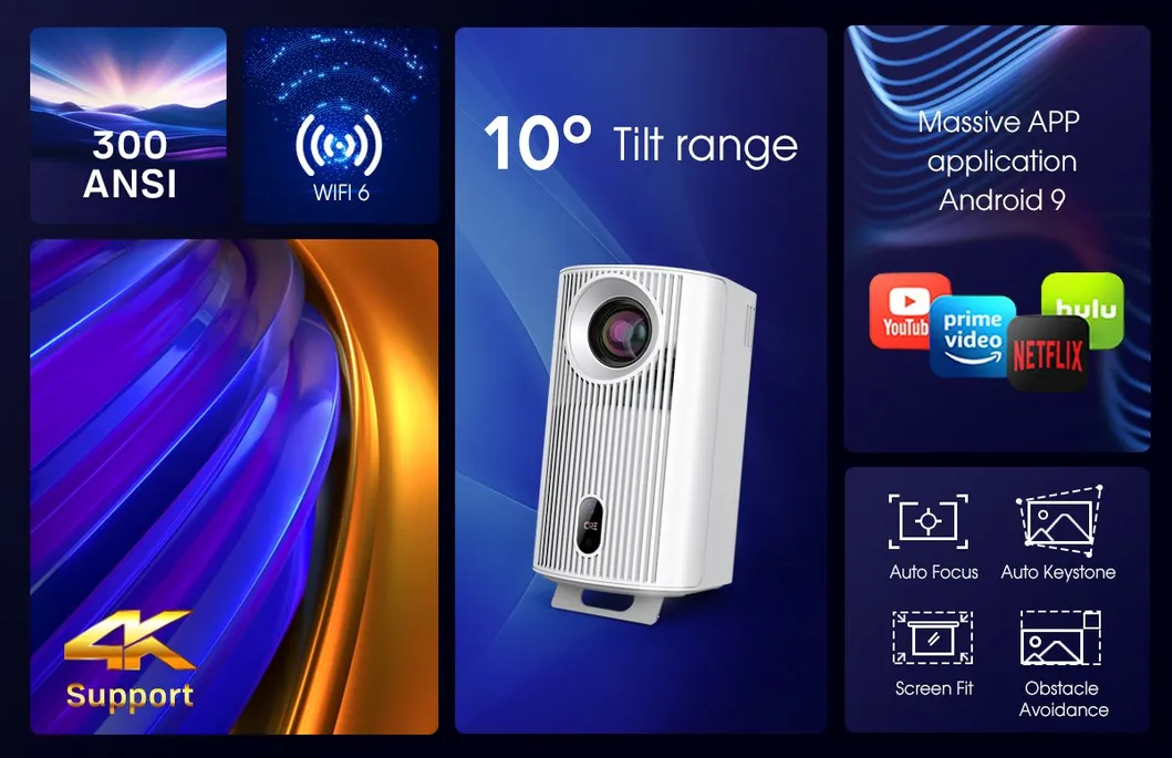 Cr51 LED Video Home Cinema Projector Portable Mini 4K Outdoor LCD Pocket Projector 1080P Full HD Smart TV Projector