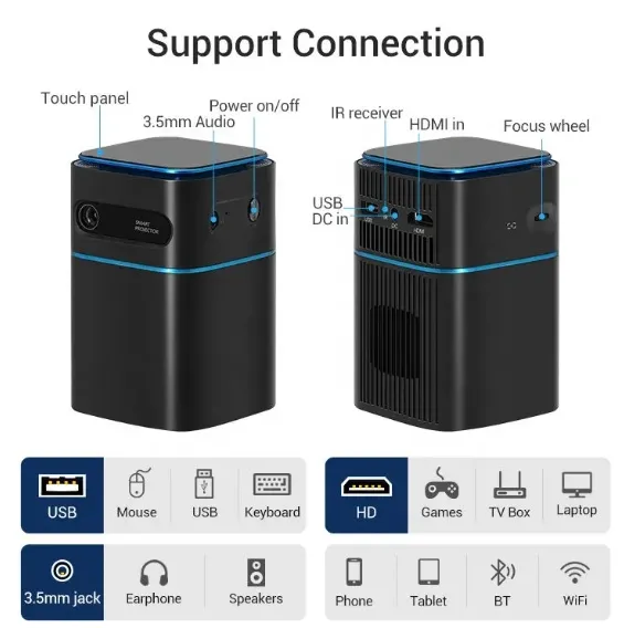 Wholesale Portable DLP Video Android Smart Mobile Phone Portable Home Theater Projector 4K LED Mini Projectors