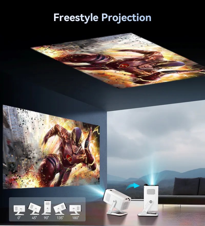 China Mini LCD Projector 720p Android 11.0 WiFi6 Bt Auto Keystone 170 ANSI LED Projector for Personal Entertainment