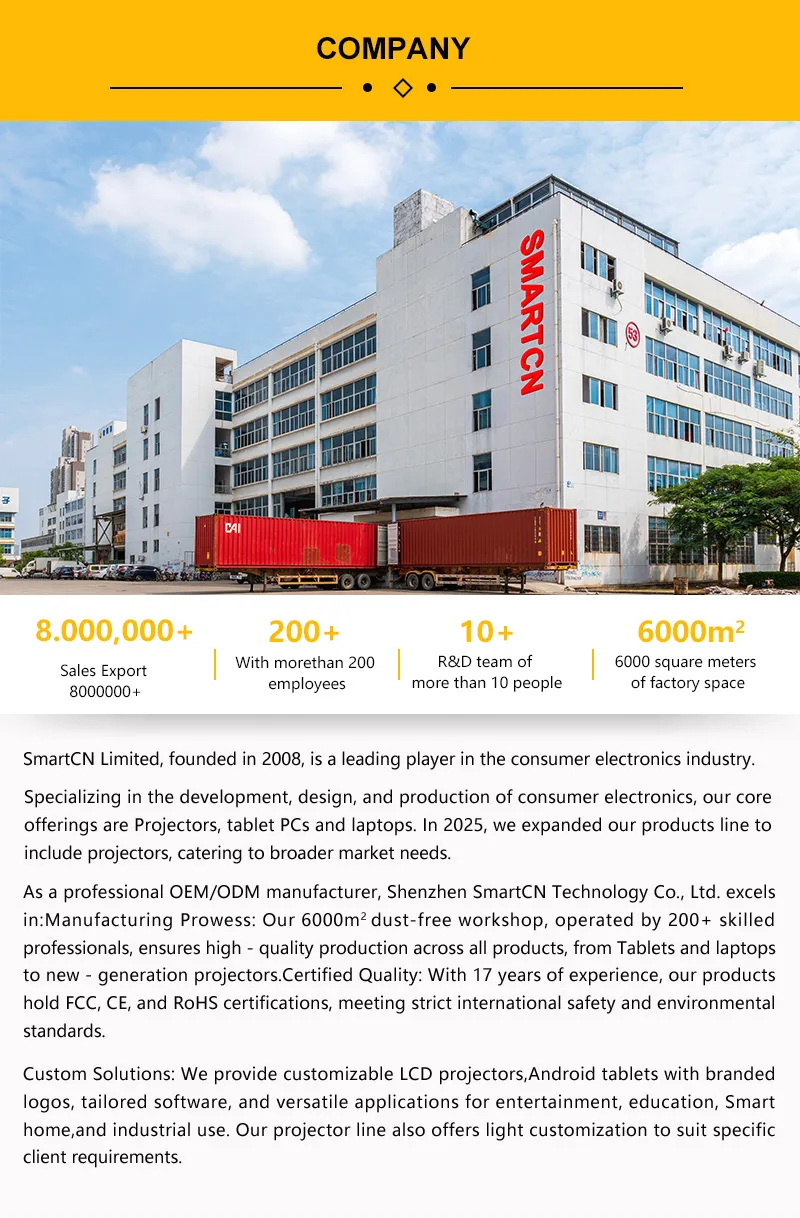 China Mini LCD Projector 720p Android 11.0 WiFi6 Bt Auto Keystone 170 ANSI LED Projector for Personal Entertainment