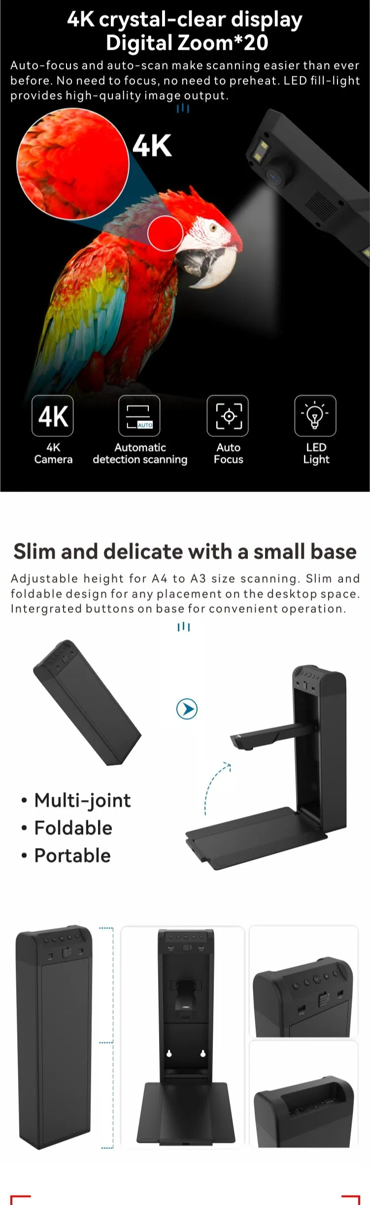 Eloam Wall-Mounted 10MP High Resolution USB Interactive Document Camera Projector Visualizer