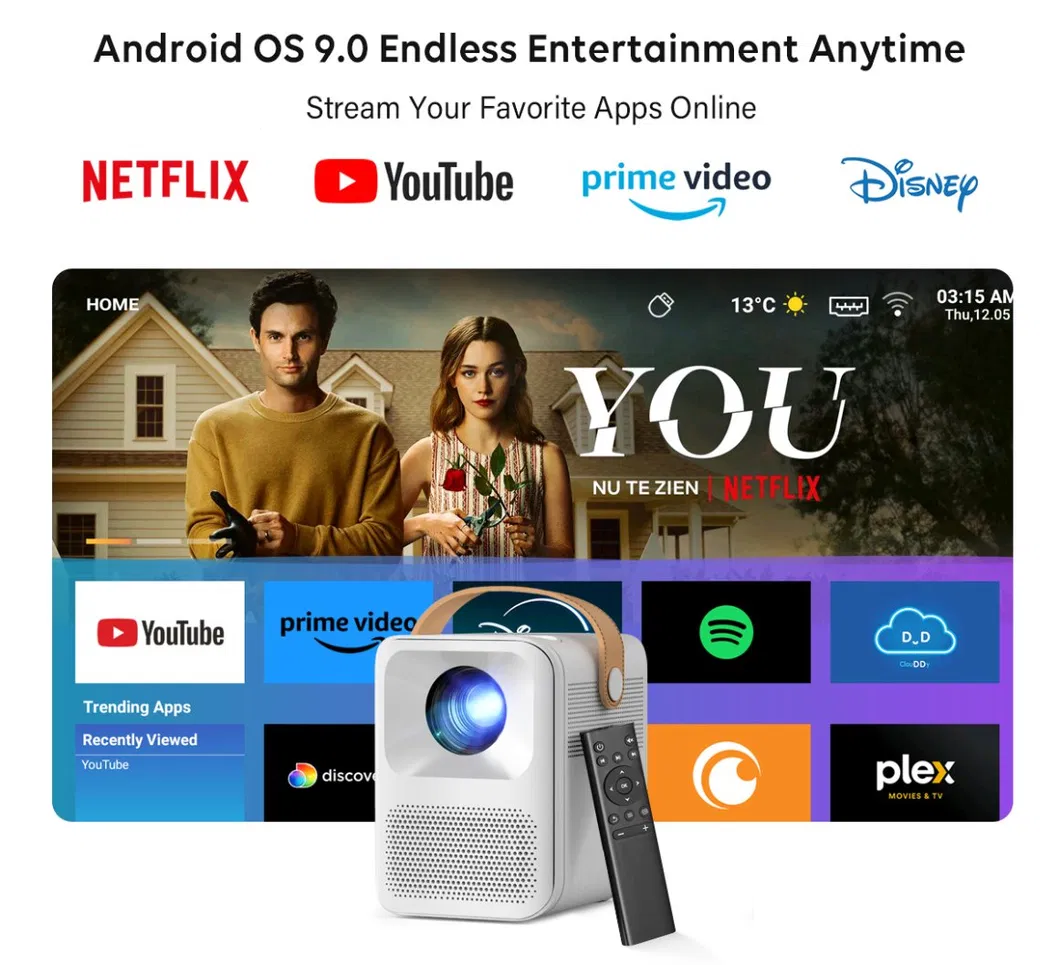 Cr67 Android 9 1080P Home Theater Projector WiFi Smart LED LCD Mobile Portable Video Mini 4K Projector