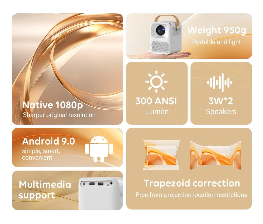 Cr67 Android 9 1080P Home Theater Projector WiFi Smart LED LCD Mobile Portable Video Mini 4K Projector