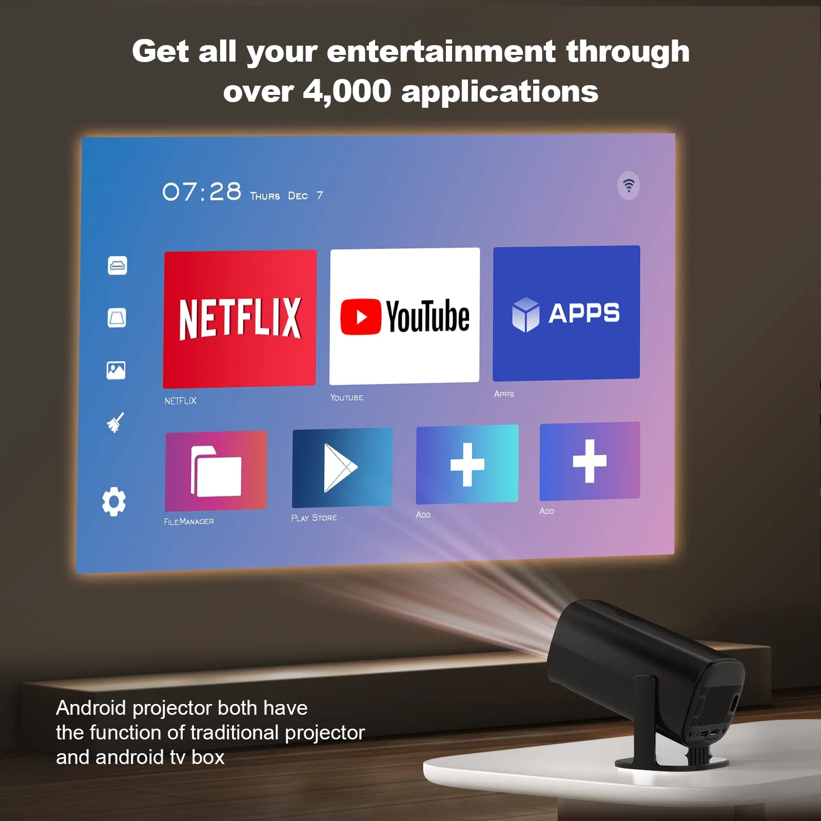 2025 4K 1280*720p OEM/ODM Home Theater Projector Short Throw Projector