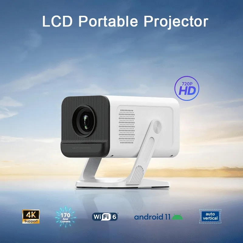 Mini Smart 720p 4K Projector – Compact, Android 11, WiFi, Bluetooth, Perfect for Home Cinema