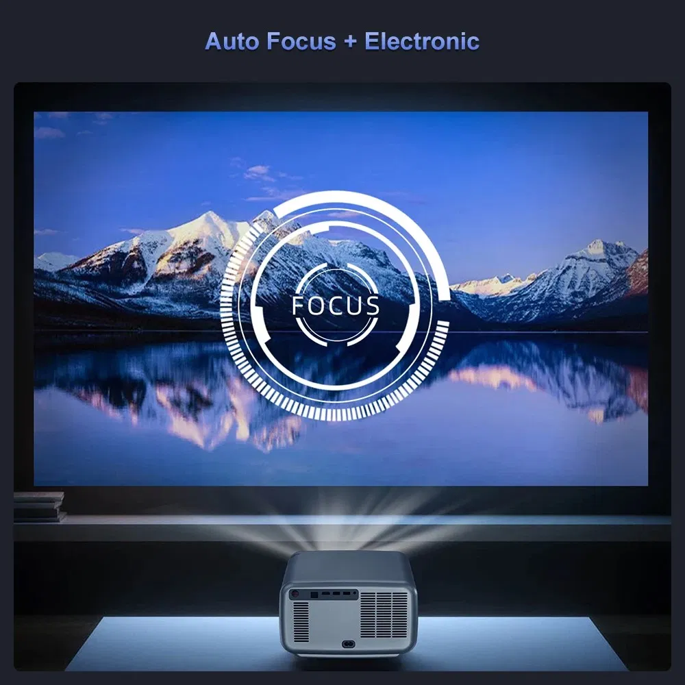 Powerfull 1200 ANSI Lumens LCD 1080P Projector 4K Android 12 2GB+64GB Bt WiFi RJ45 Smart Home Theater Office Gaming Projector Auto Focus Keystone 5W Speakers