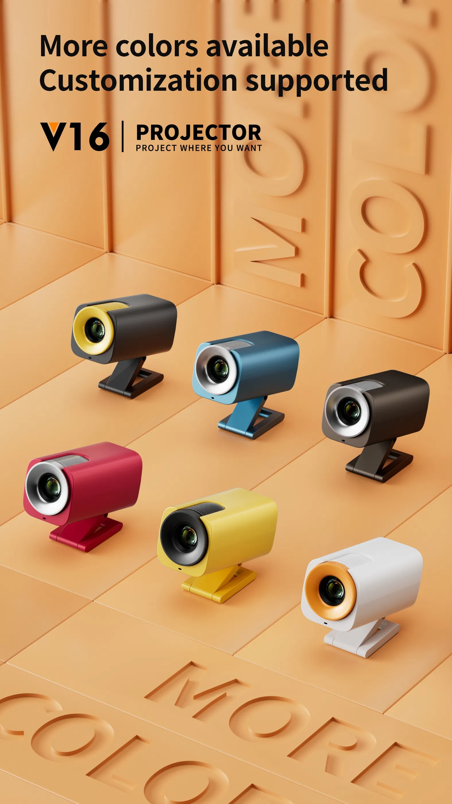 2025 Colorful Smart Projector V16 Portable Pocketable Wireless Mini LCD Projector