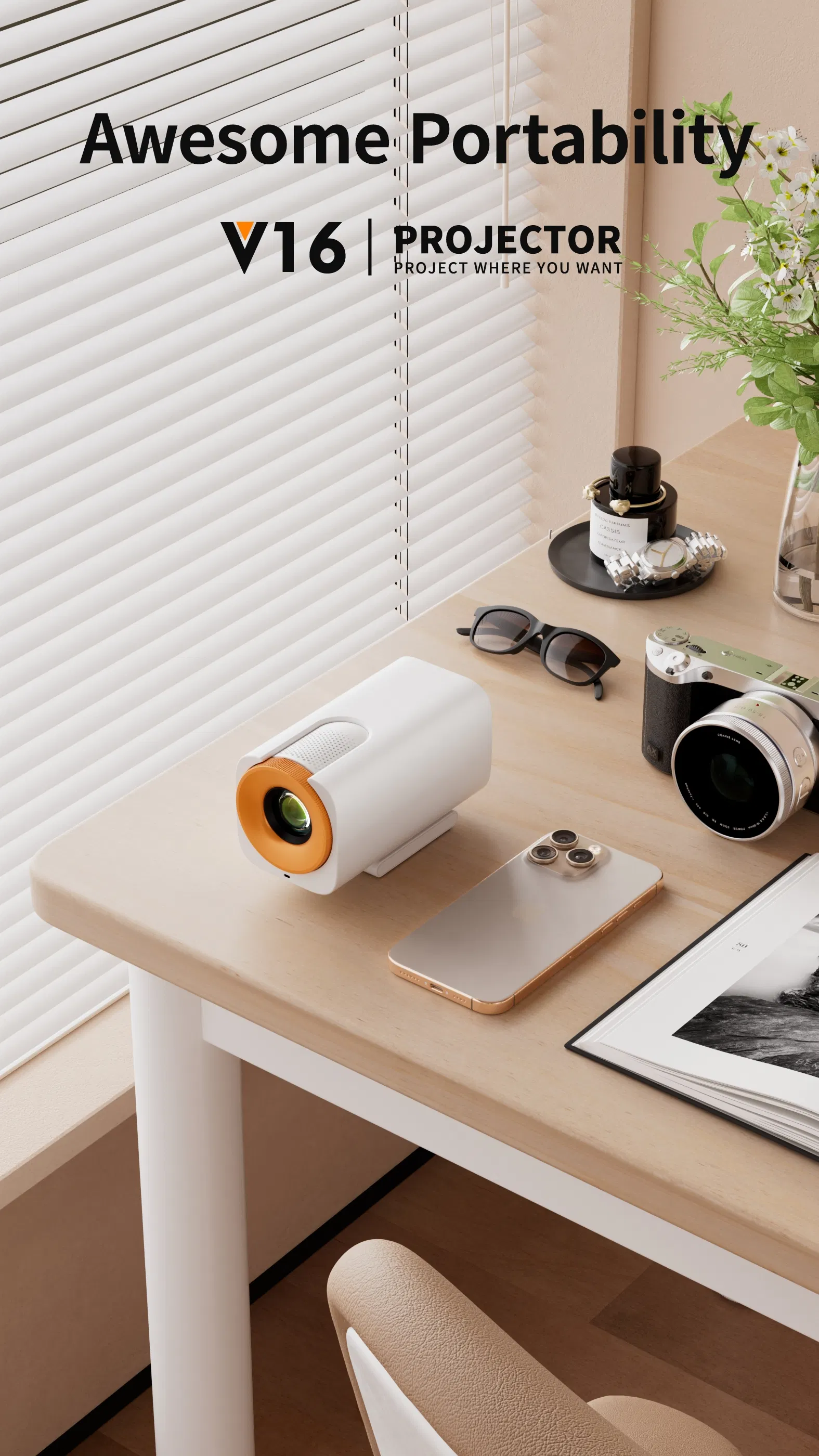 2025 Colorful Smart Projector V16 Portable Pocketable Wireless Mini LCD Projector